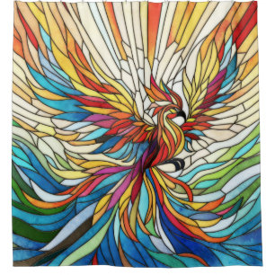 Phoenix Rising - colorful mosaic art Shower Curtain