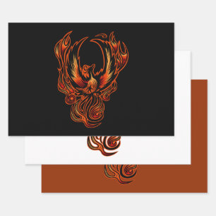 Phoenix Rising Fire Bird Fantasy Gift Wrapping Paper Sheet