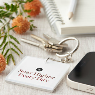 Phoenix Rising From Ashes Motivational Graphic Key Ring