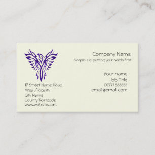 Phoenix Rising from Ashes, Purple and Positive Business Card