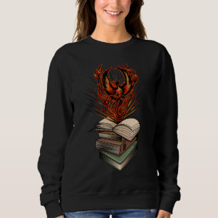 Phoenix Rising From Books Flames Fantasy Magical Sweatshirt