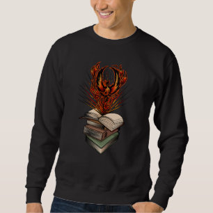 Phoenix Rising From Books Flames Fantasy Magical Sweatshirt