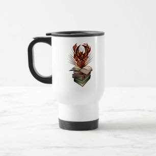 Phoenix Rising From Books Flames Fantasy Magical Travel Mug