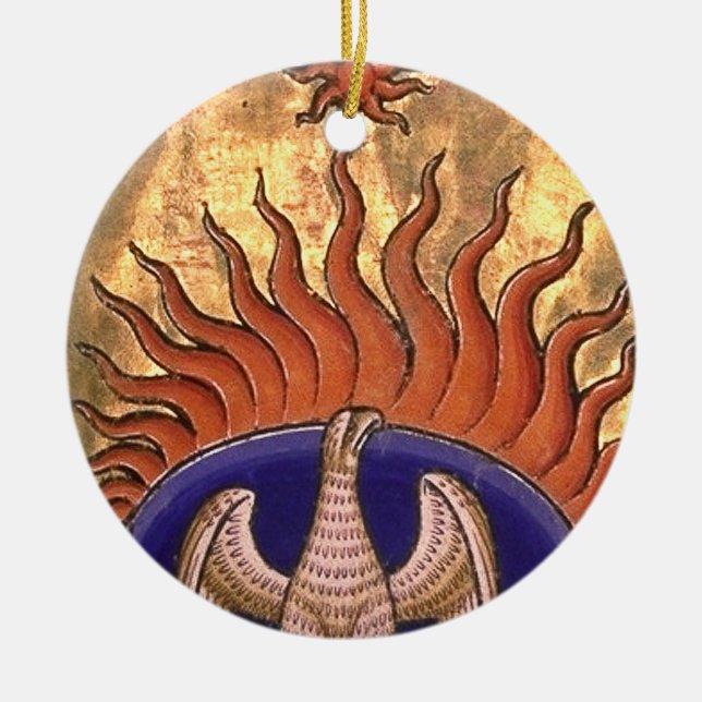 Phoenix Rising from the Ashes Ceramic Tree Decoration (Front)