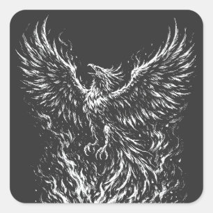 Phoenix Rising From the Flames by BurnsInHell Square Sticker