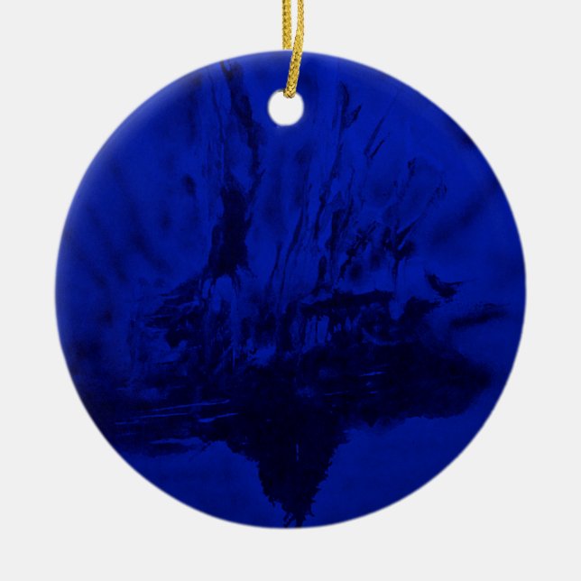 Phoenix Rising in Midnight Blue Ceramic Tree Decoration (Front)