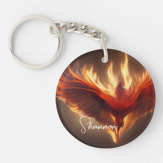 Phoenix Rising Name Inspiring Strength Keychain (Front)