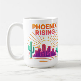 Phoenix Rising Neon City – Retro Synthwave Desert Coffee Mug