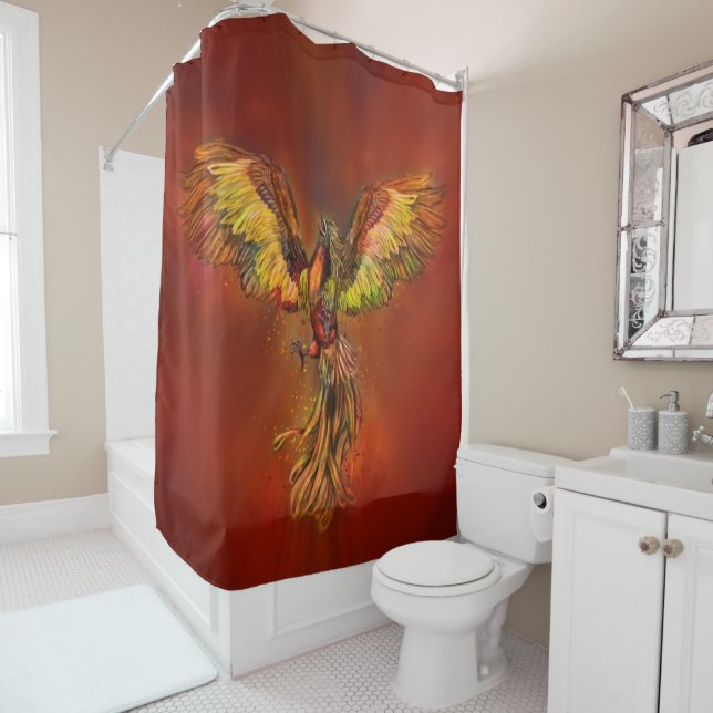 Phoenix Rising - red sky Shower Curtain (In Situ)