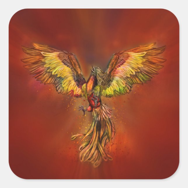 Phoenix Rising - red sky Square Sticker (Front)