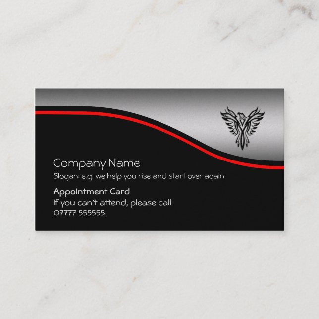 Phoenix Rising, red swoosh, Appointment Card (Front)