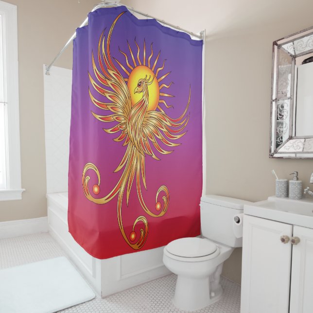 Phoenix Rising Shower Curtain (In Situ)