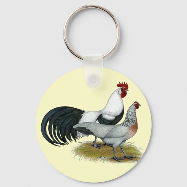 Phoenix:  Silver Duckwing Pair Key Ring (Front)