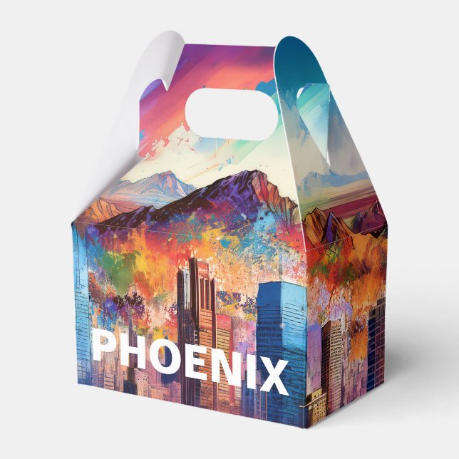 Phoenix Skyline Abstract Art Favour Box (Front Side)