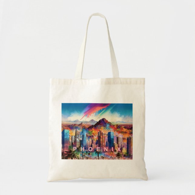 Phoenix Skyline Abstract Art Tote Bag (Front)