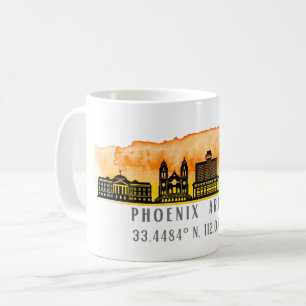 Phoenix Skyline Map Coordinates Coffee Mug