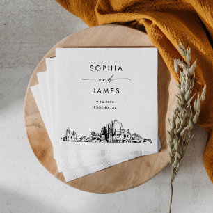 Phoenix Skyline Modern Wedding Cocktail Napkin