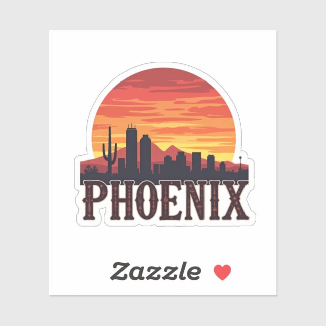 Phoenix Skyline Sunset  Desert Cityscape Design (Sheet)