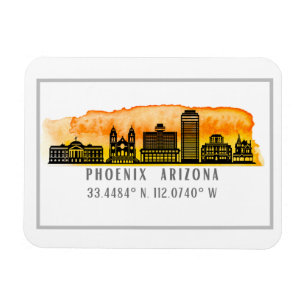 Phoenix Sunset Skyline Map Coordinates Magnet