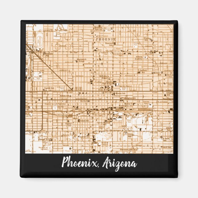 Phoenix vintage map  magnet (Front)