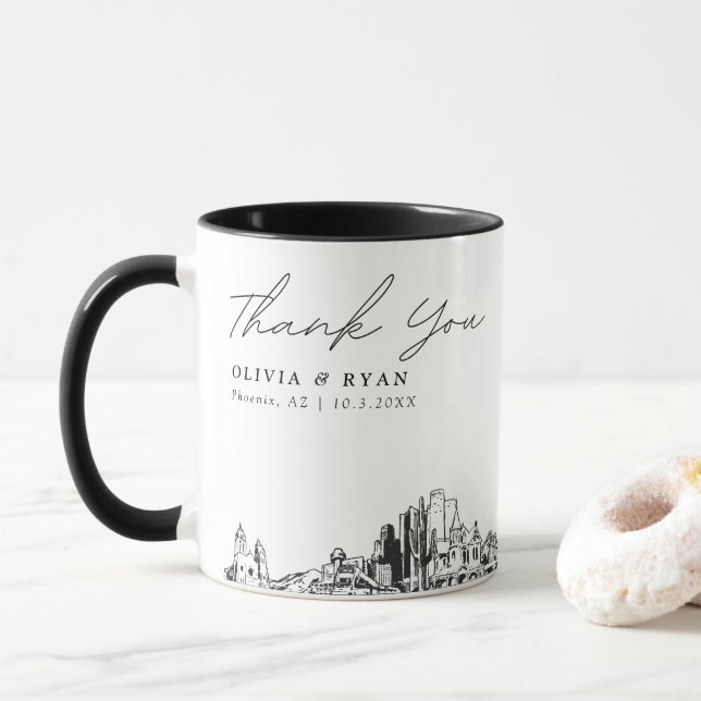 Phoenix Wedding Custom Personalised Coffee Mug (With Donut)