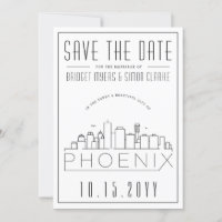 Phoenix Wedding Stylised Skyline Save the Date