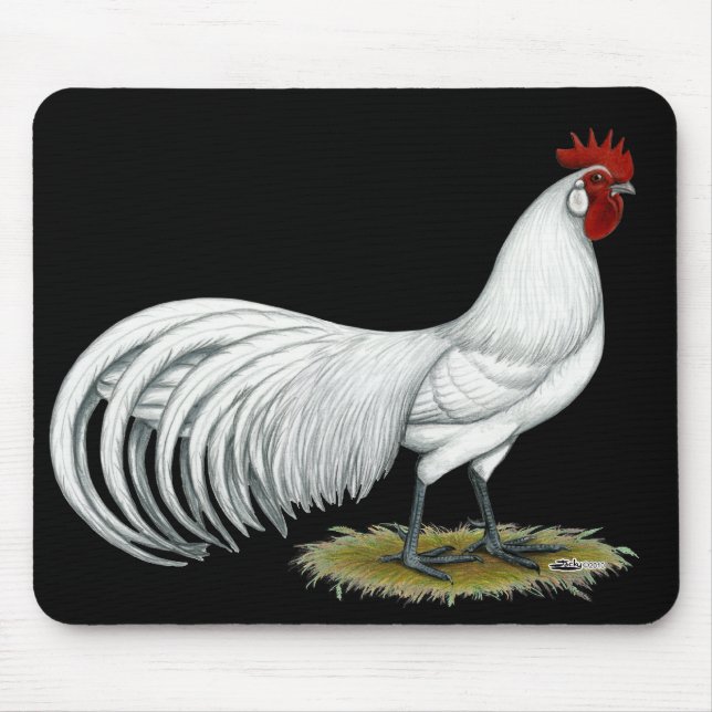 Phoenix:  White Rooster Mouse Mat (Front)
