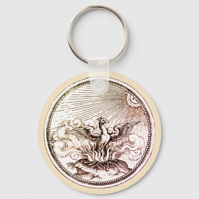 Phoenix Woodcut Key Ring (Front)