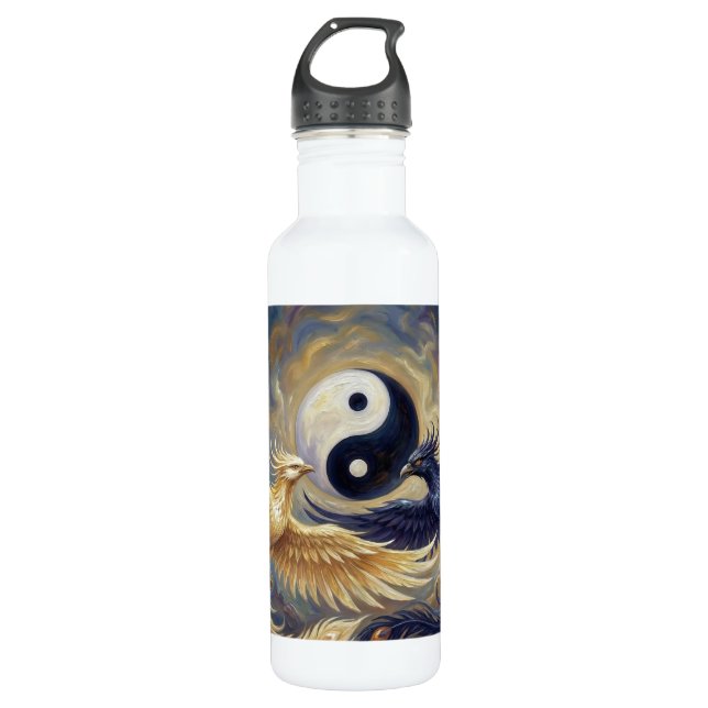 Phoenix yin yang 710 ml water bottle (Front)