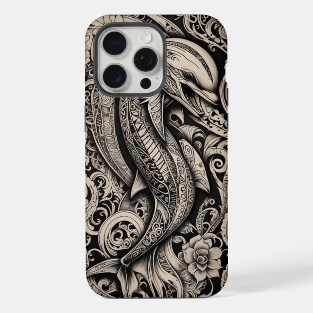 Phone Bone Scrimshaw Dolphin iPhone Case (Back)