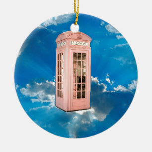 phone booth ceramic tree decoration