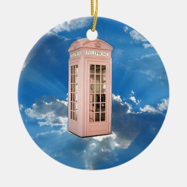phone booth ceramic tree decoration (Front)