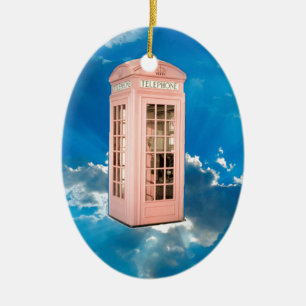 phone booth ceramic tree decoration