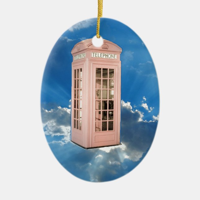 phone booth ceramic tree decoration (Front)