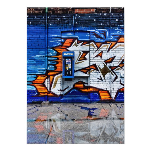 Phone Booth No 12 Colour Version Reflection Photo Print (Front)