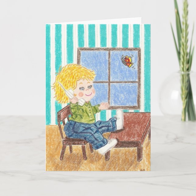Phone boy greeting card (Front)