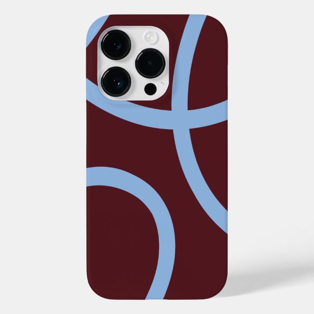 Phone Case – Blue Lines on Burgundy (Back)