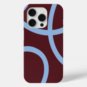 Phone Case - Blue Lines on Burgundy