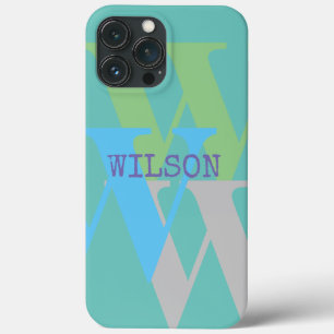 phone case blue minimal monogram name modern gift