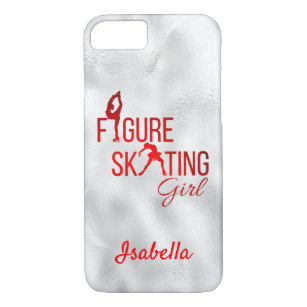 Phone case Figure skating girl red silver
