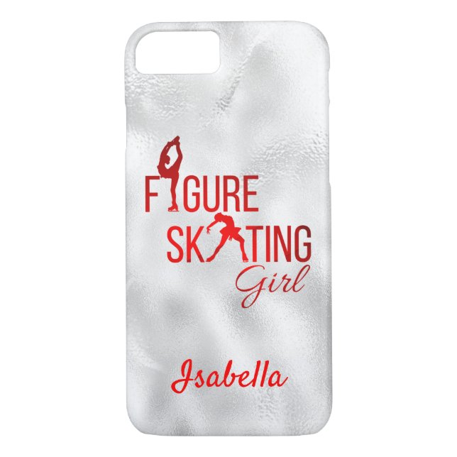 Phone case Figure skating girl red silver (Back)