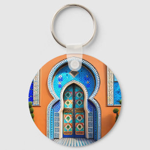 Phone case Green and gold Moroccan tile Luxuri Key Ring