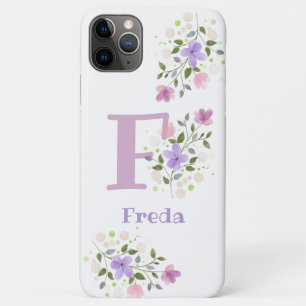 Phone Case Initial Plus Name & Floral Design