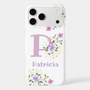 Phone Case Initial Plus Name & Flowers Design