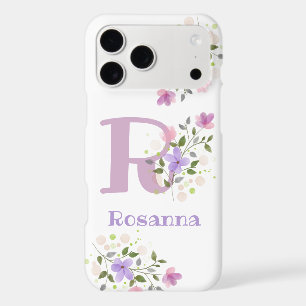Phone Case Initial Plus Name & Flowers Design