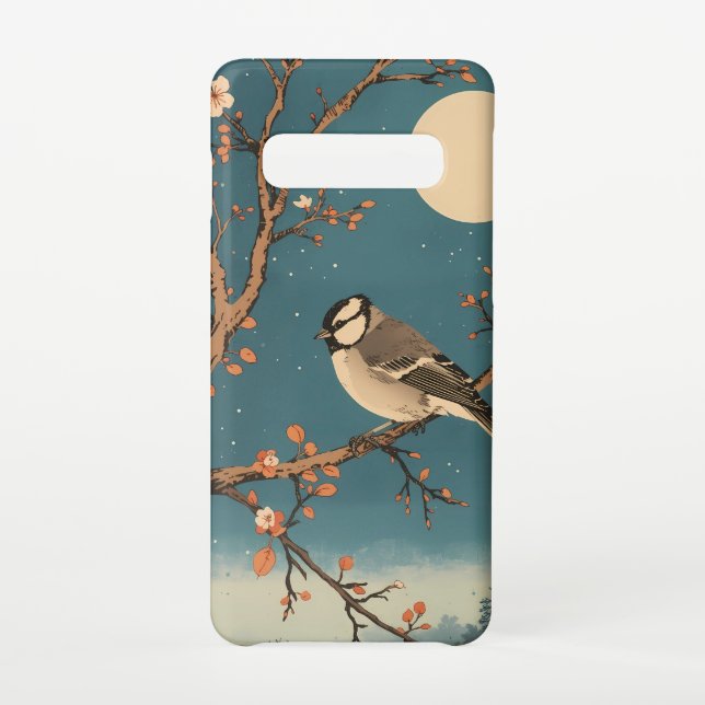 Phone Case Moonlit Bird on Blossom Branch (Back)