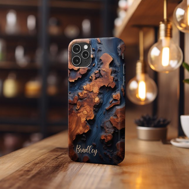 Phone Case, Navy Blue Resin, Burl Wood Design Case-Mate iPhone Case (Creator Uploaded)