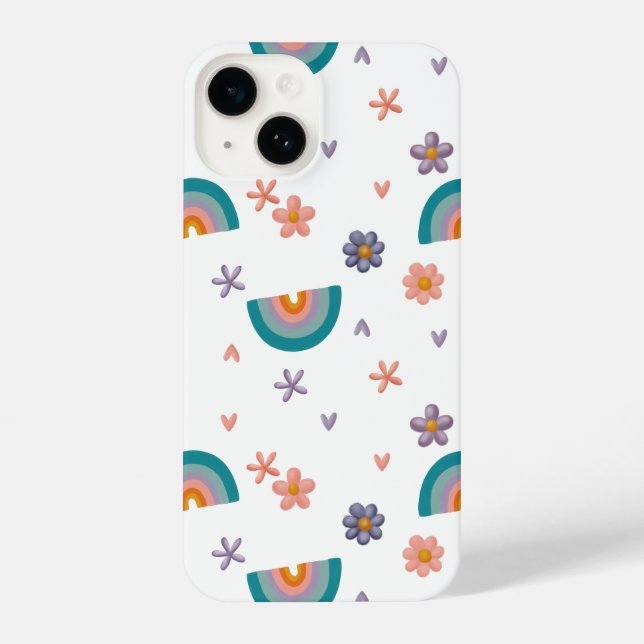 Phone Case — Rainbow and Flowers Cute Design (Back)