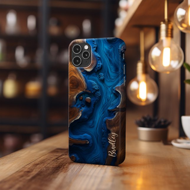Phone Case, Royal Blue Resin, Burl Wood Design Case-Mate iPhone Case (Creator Uploaded)