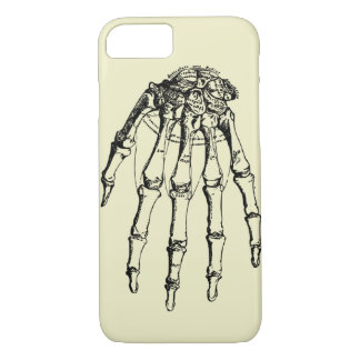 Phone case with a drawing of a skeleton hand
